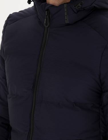 Lacivert Kapüşonlu Şişme Mont