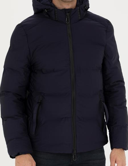 Lacivert Kapüşonlu Şişme Mont - 50275487022