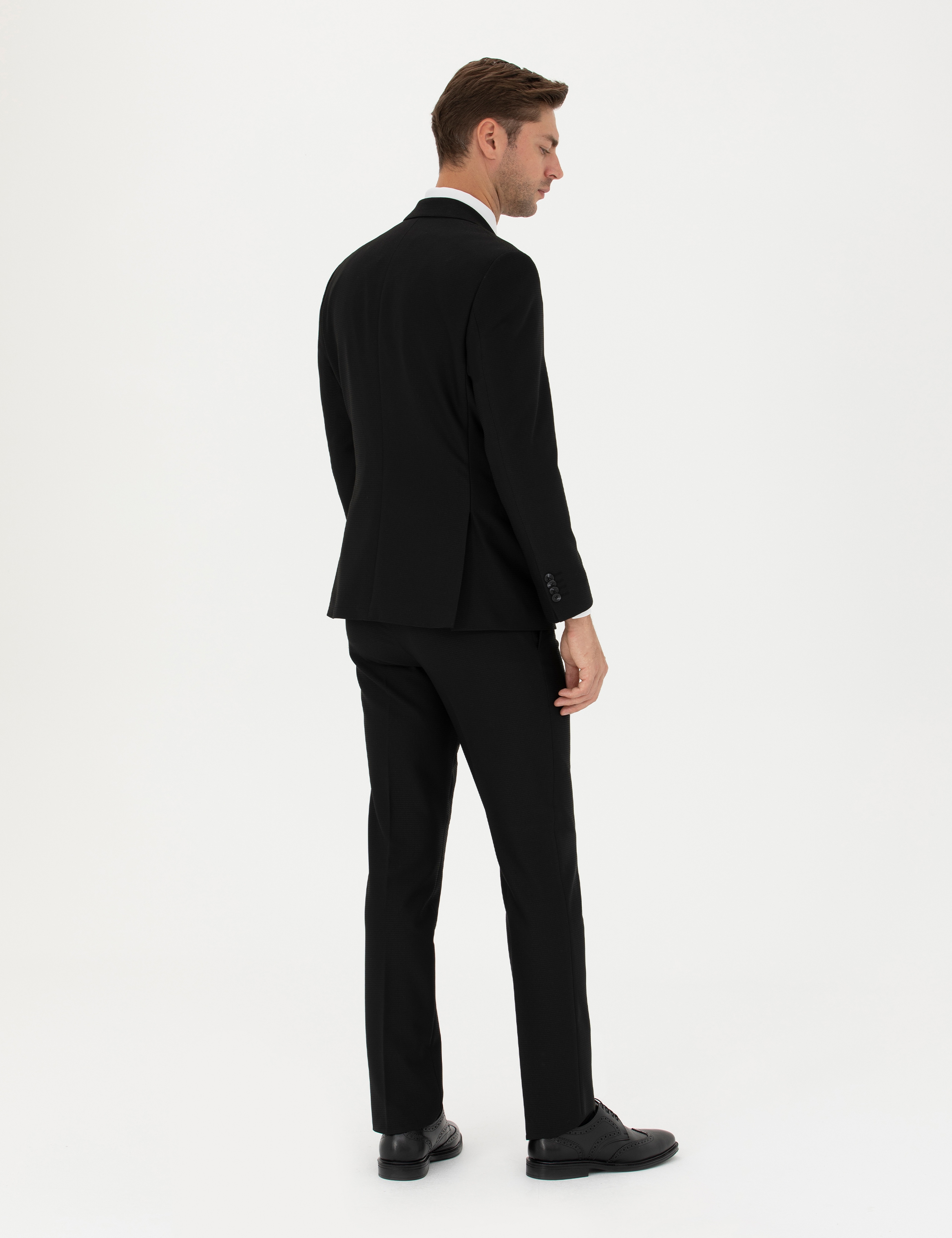 Siyah Slim Fit Yelekli Takım Elbise - Image 6