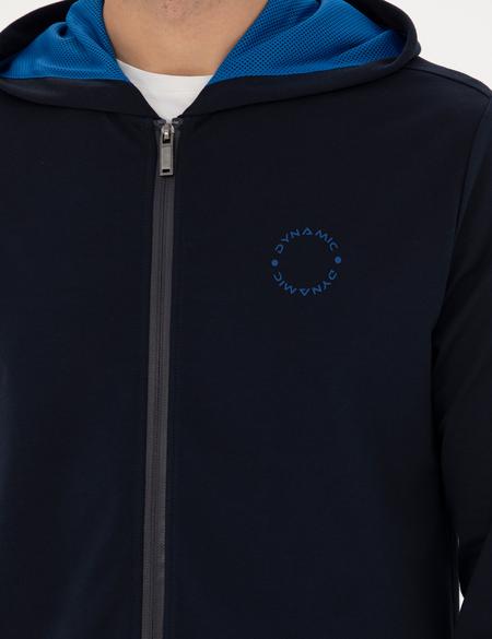 Lacivert Regular Fit Kapüşonlu Örme Hırka - 50275989003