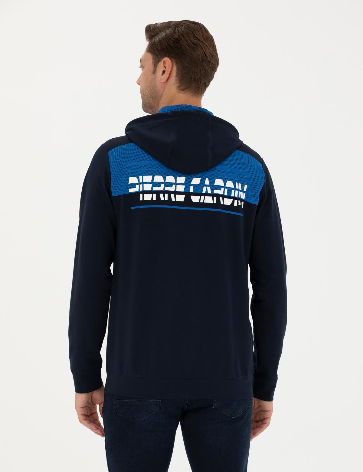 Lacivert Regular Fit Kapüşonlu Örme Hırka - 50275989003