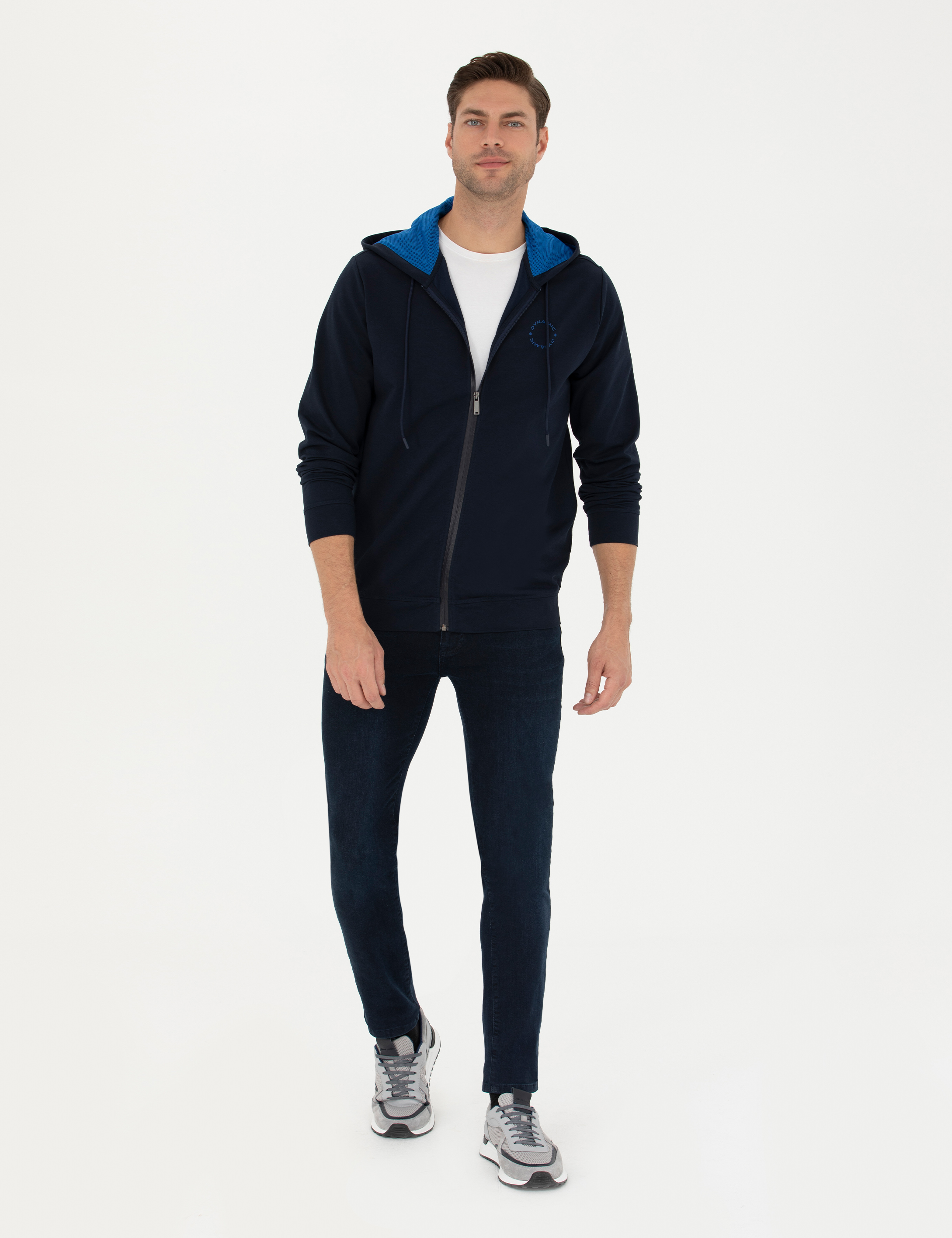 Pierre Cardin Lacivert Regular Fit Kapüşonlu Örme Hırka görsel 4