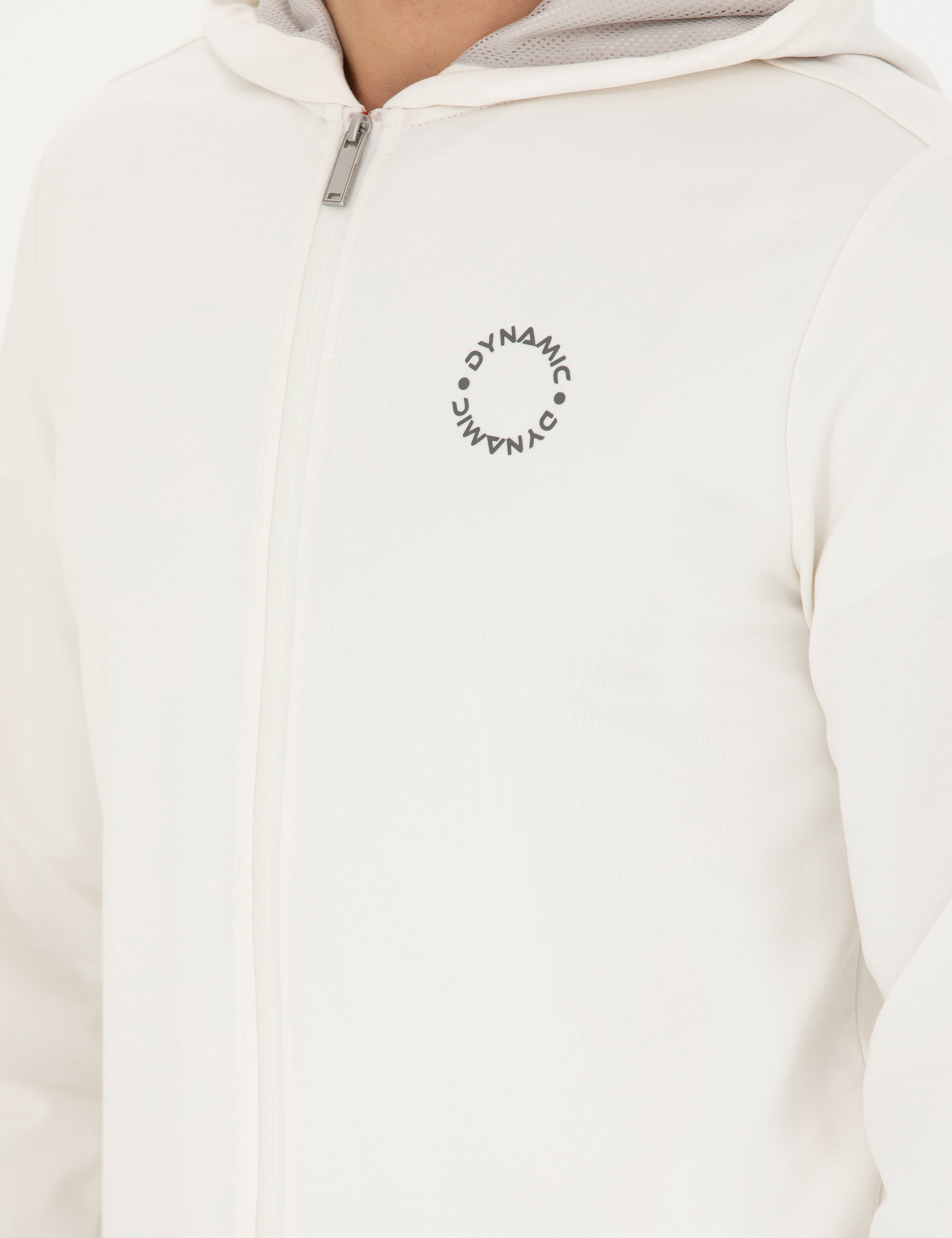 Ekru Regular Fit Kapüşonlu Örme Hırka