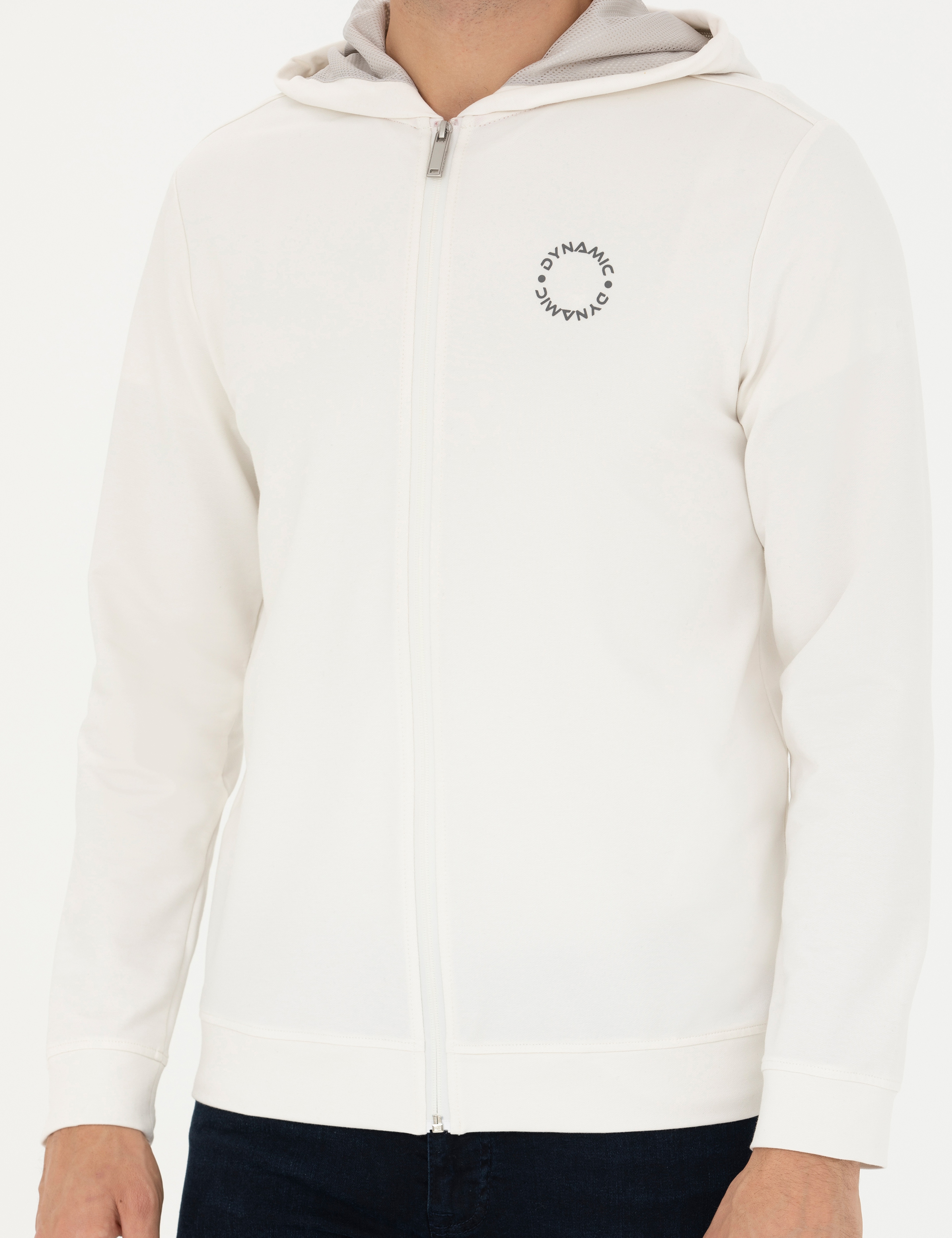 Ekru Regular Fit Kapüşonlu Örme Hırka - Image 6