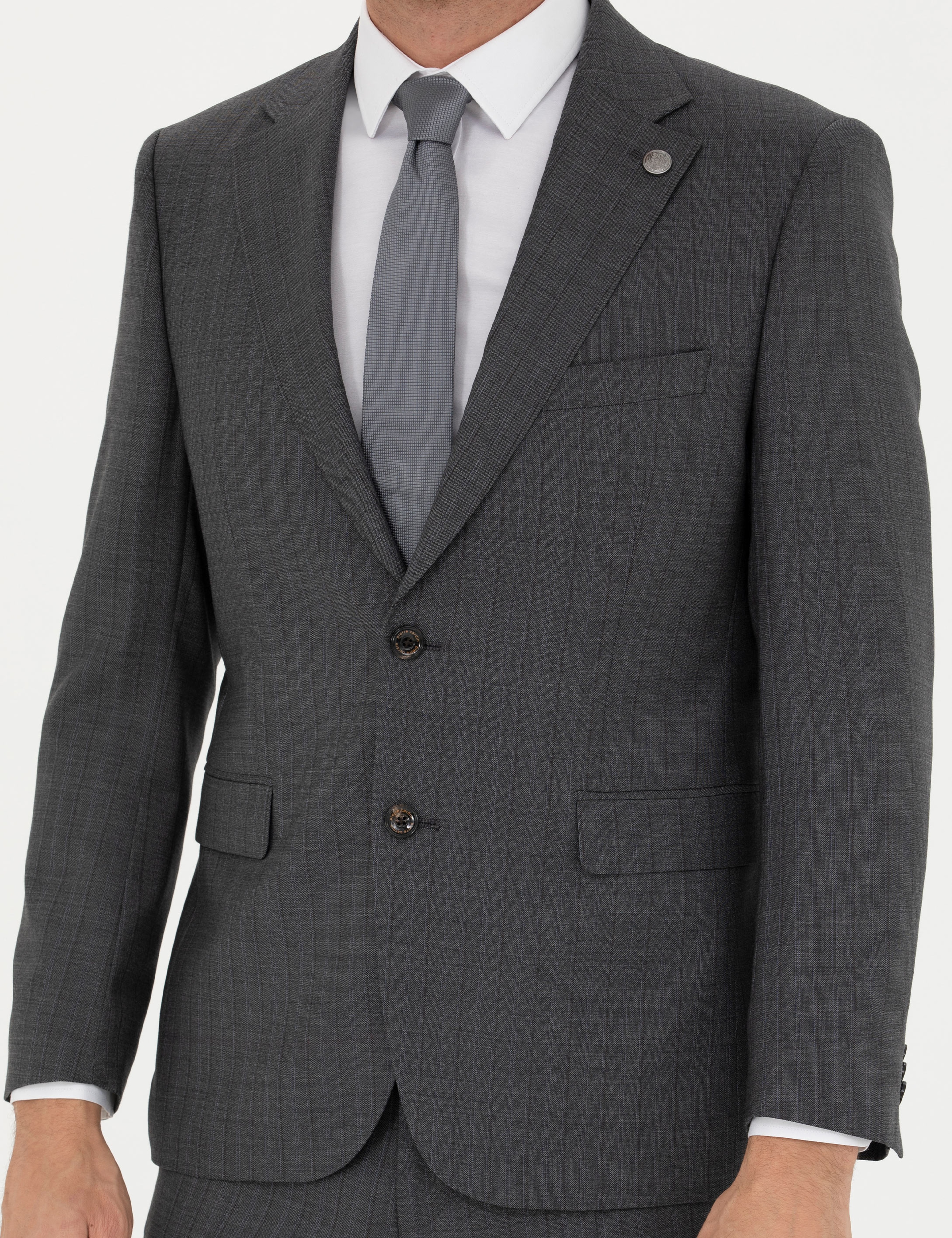 %100 Yün Füme Slim Fit Takım Elbise