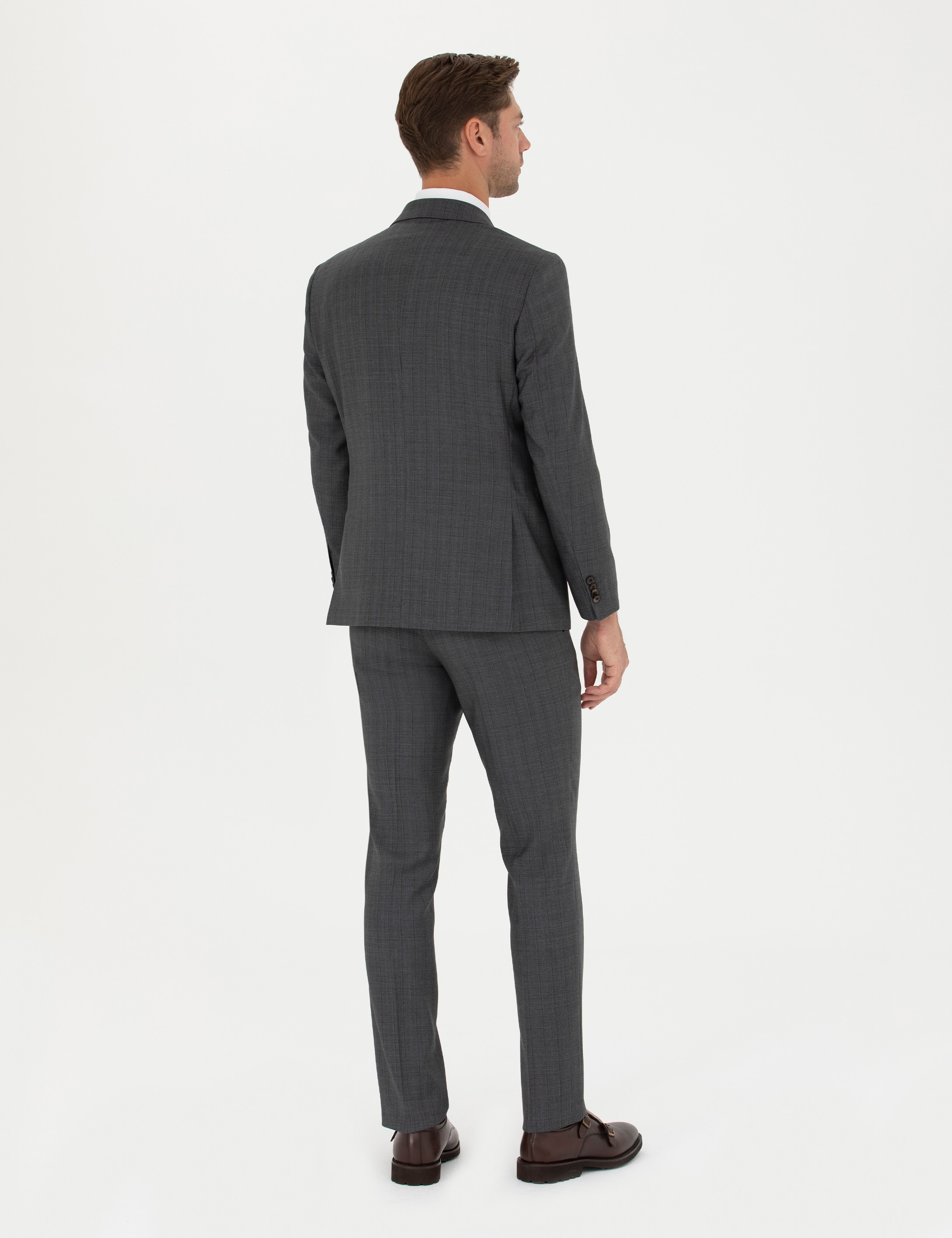 %100 Yün Füme Slim Fit Takım Elbise