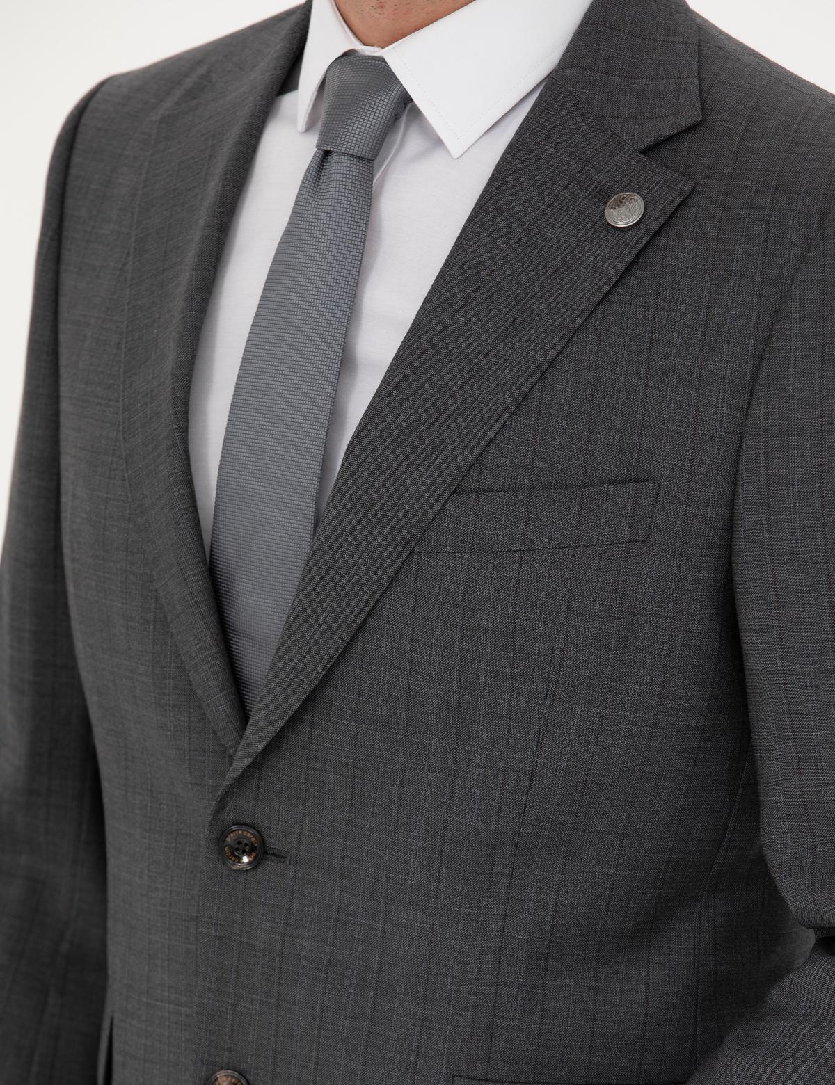 %100 Yün Füme Slim Fit Takım Elbise - 50272783020