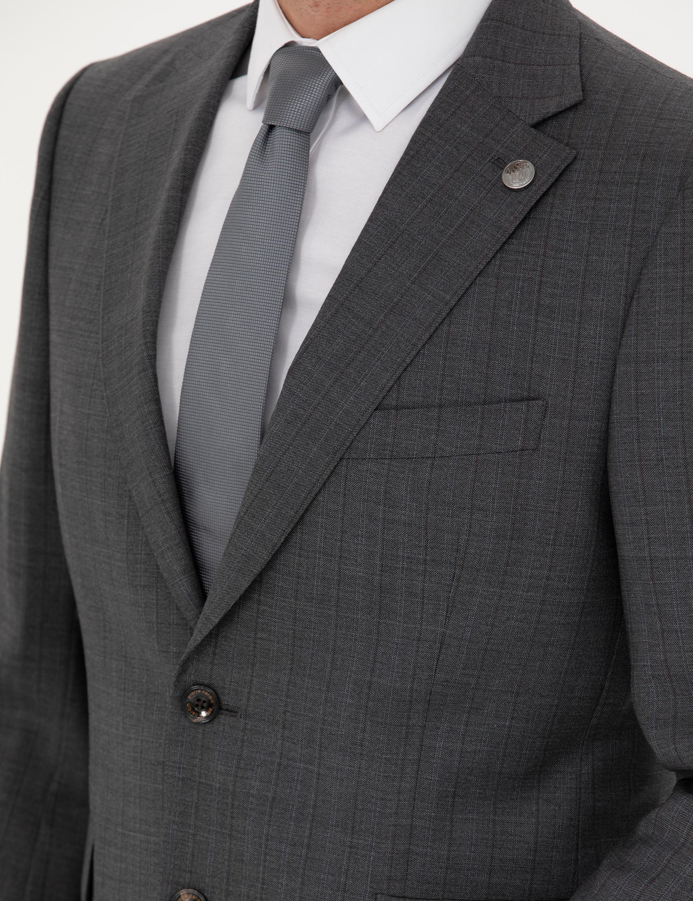 %100 Yün Füme Slim Fit Takım Elbise