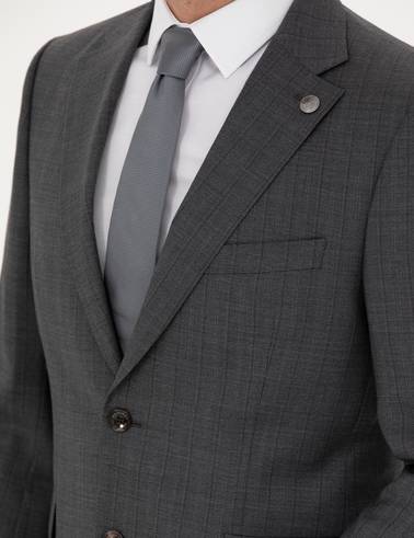 %100 Yün Füme Slim Fit Takım Elbise