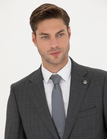 %100 Yün Füme Slim Fit Takım Elbise - 50272783020