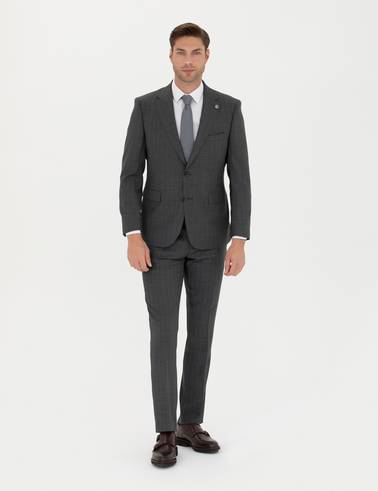 %100 Yün Füme Slim Fit Takım Elbise