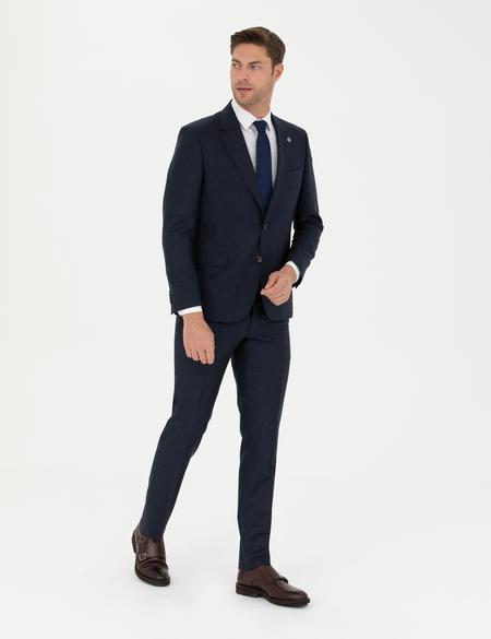 %100 Yün Lacivert Slim Fit Takım Elbise - 50278193008