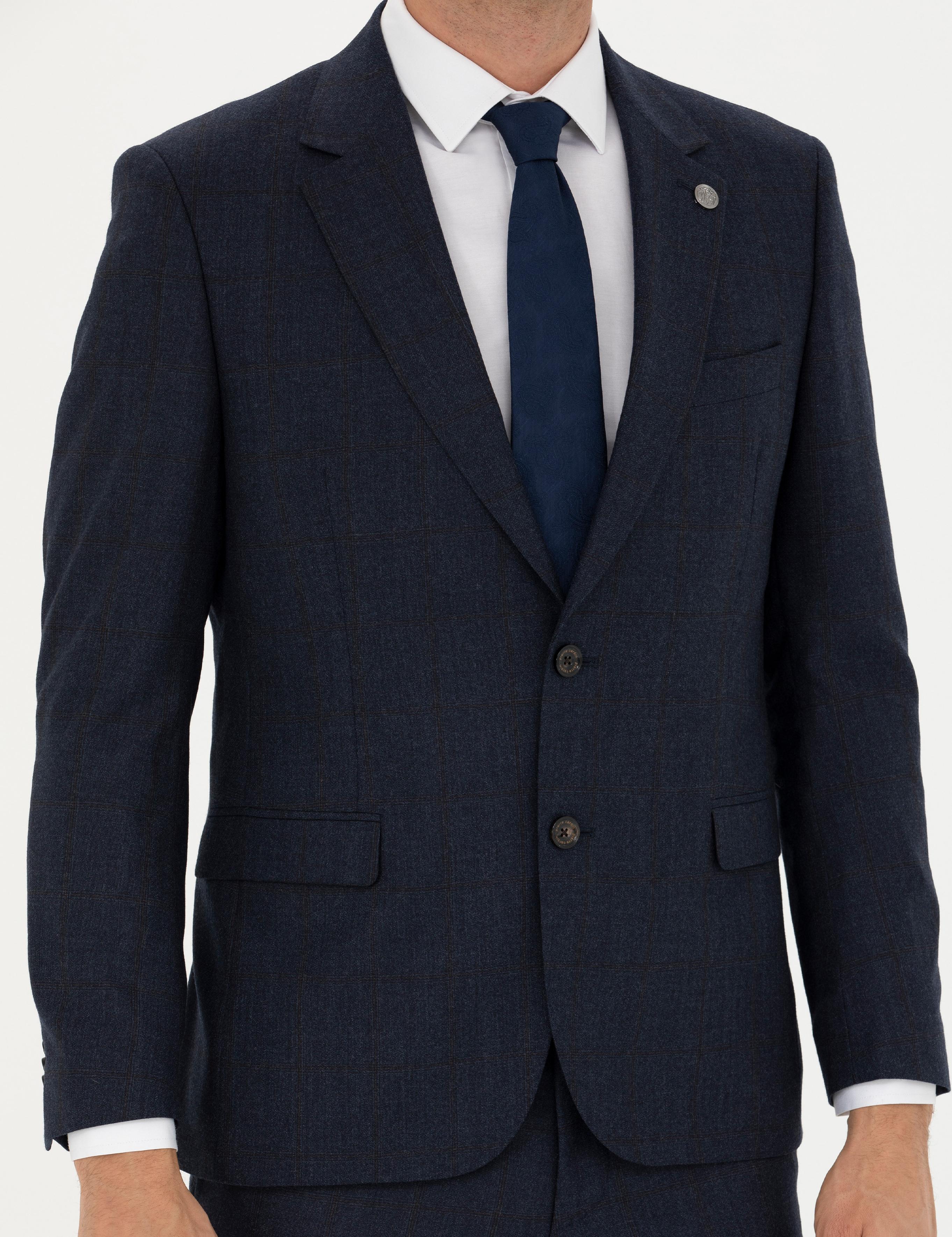 %100 Yün Lacivert Slim Fit Takım Elbise