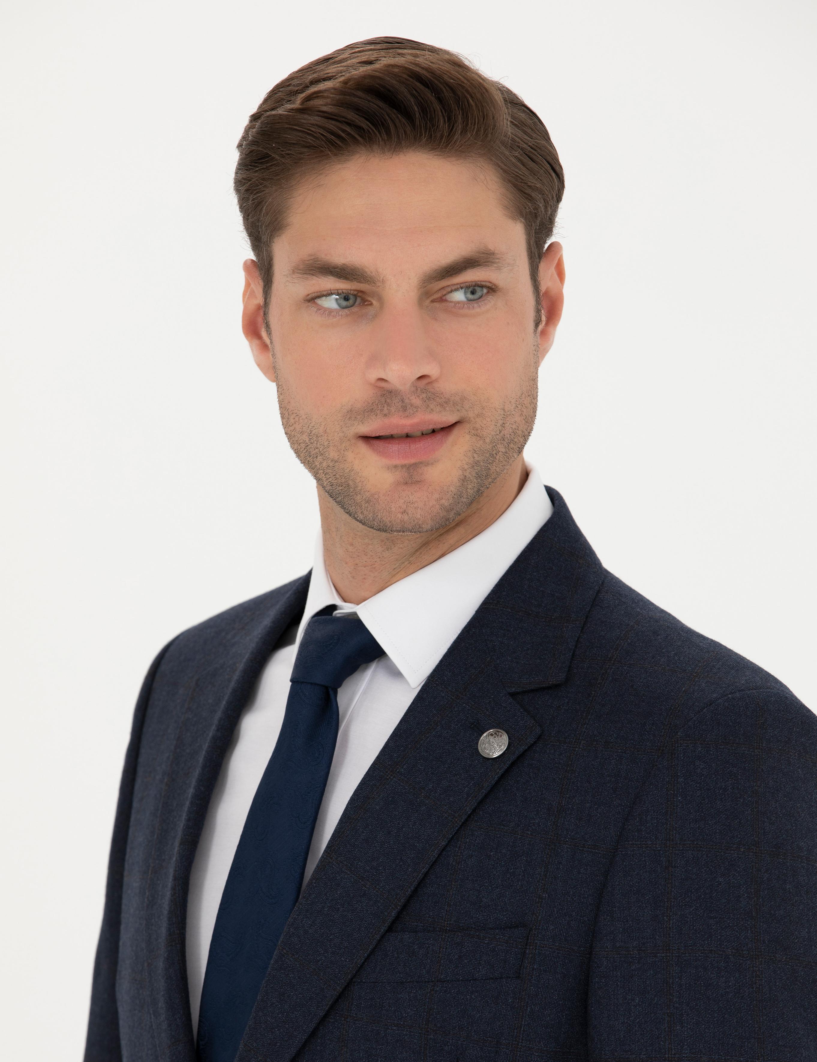 %100 Yün Lacivert Slim Fit Takım Elbise