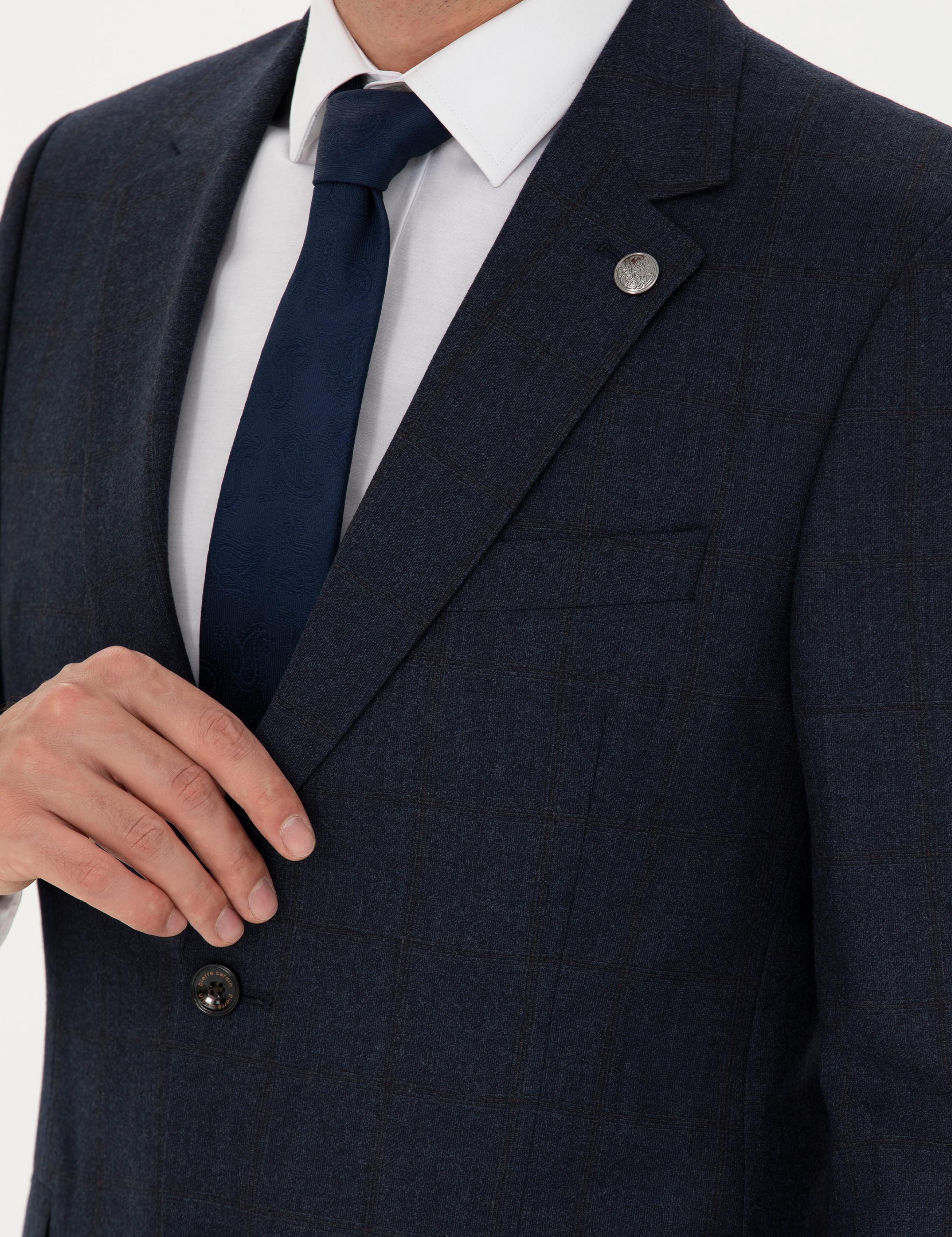 %100 Yün Lacivert Slim Fit Takım Elbise