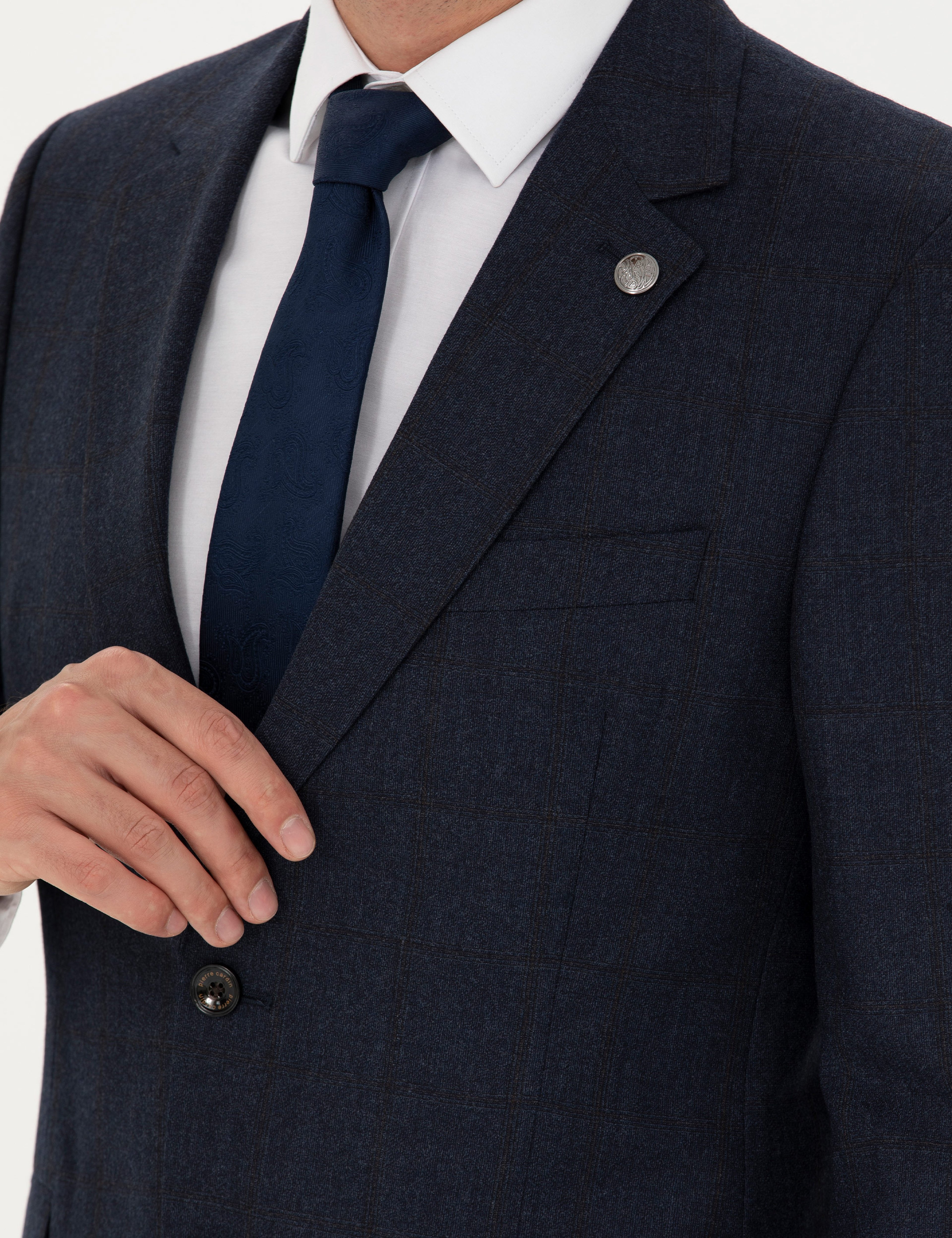%100 Yün Lacivert Slim Fit Takım Elbise