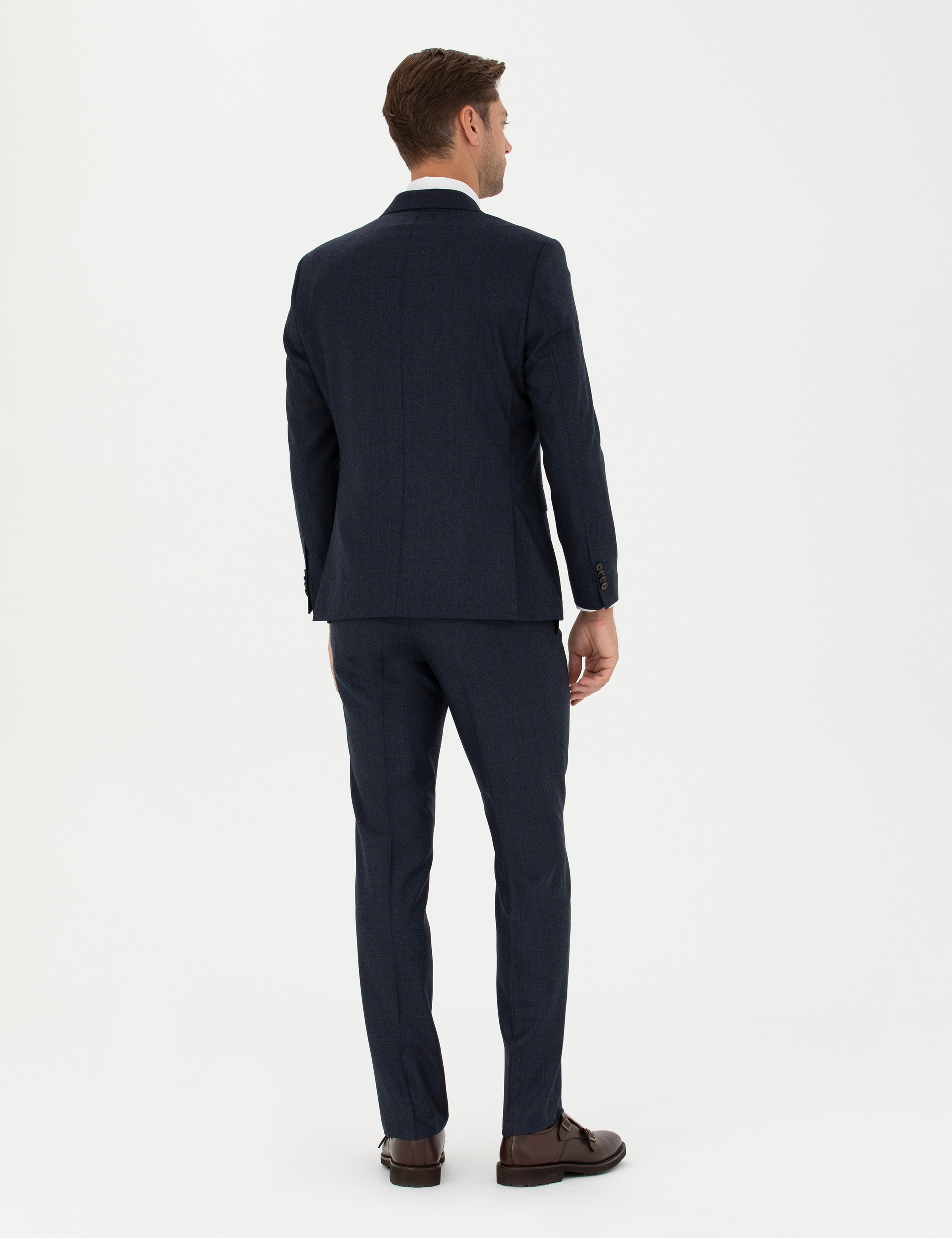 %100 Yün Lacivert Slim Fit Takım Elbise - Image 5