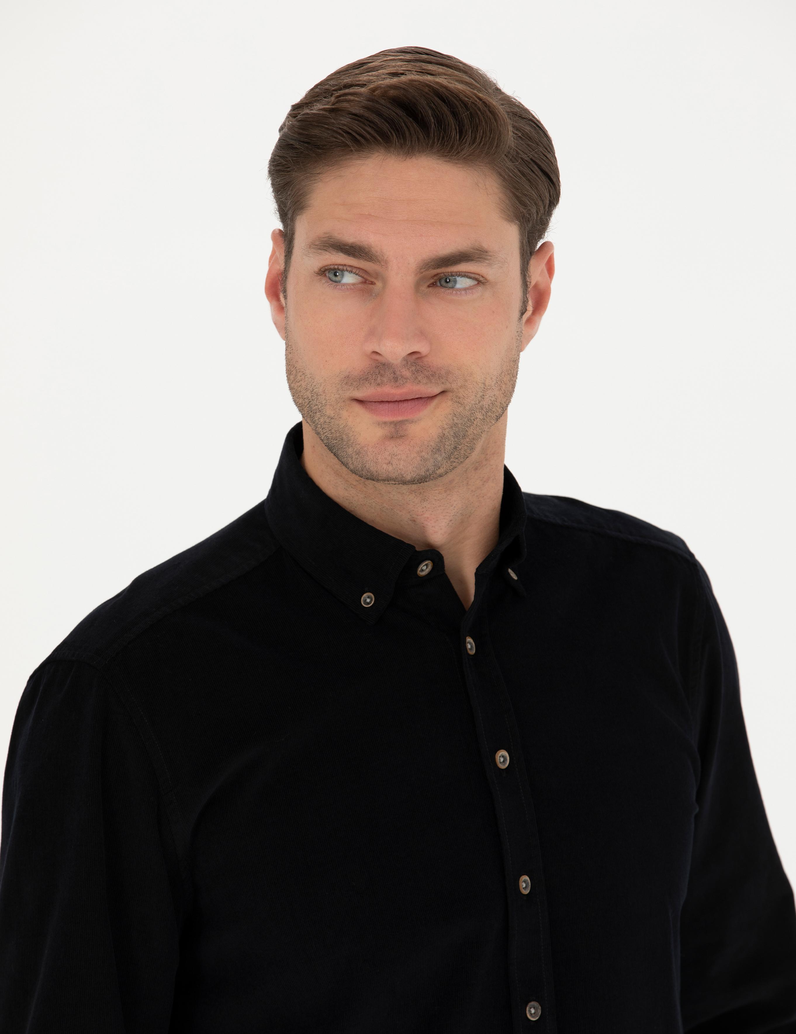 Siyah Regular Fit Uzun Kollu Gömlek