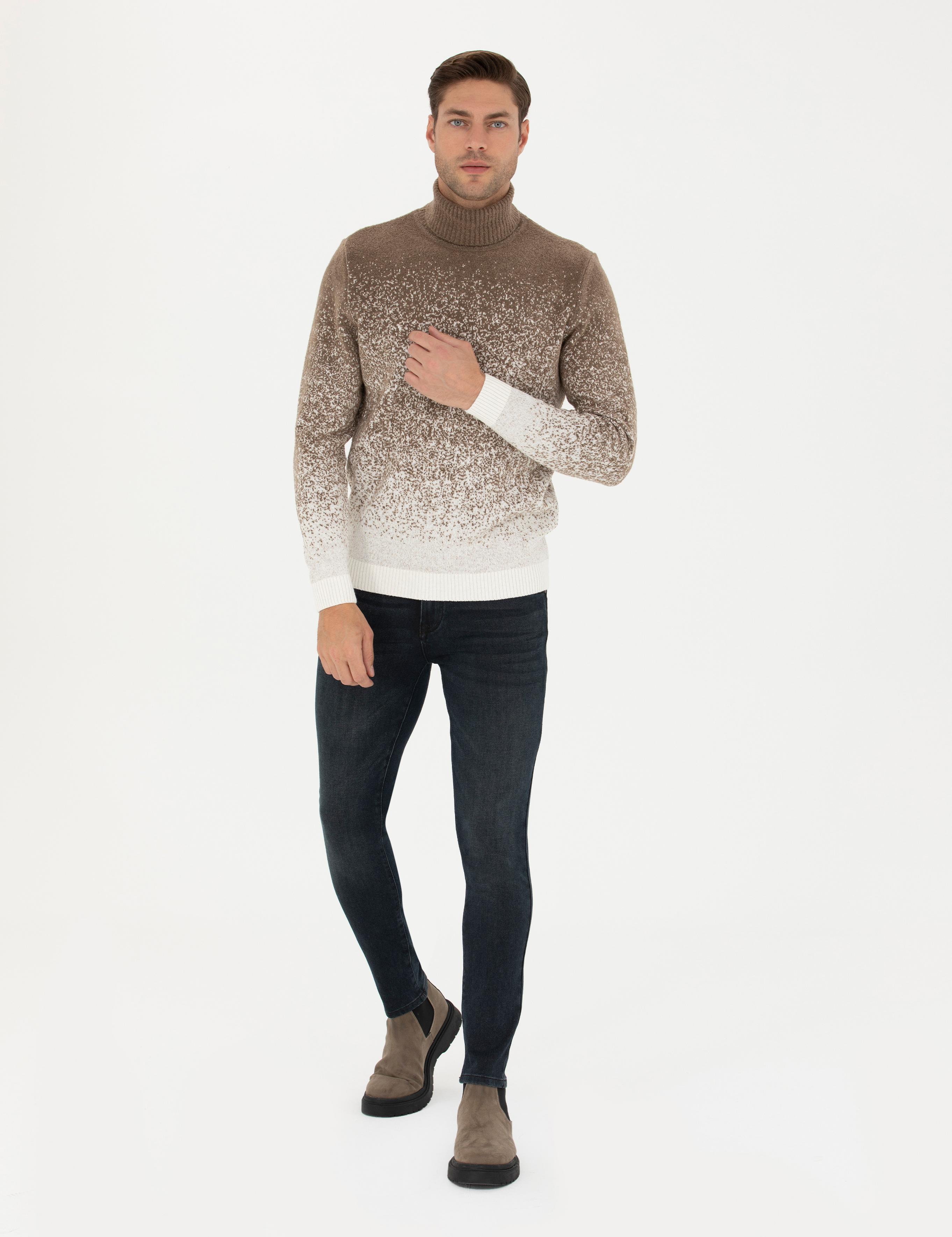 Vizon Slim Fit Balıkçı Yaka Yün Karışımlı Triko Kazak