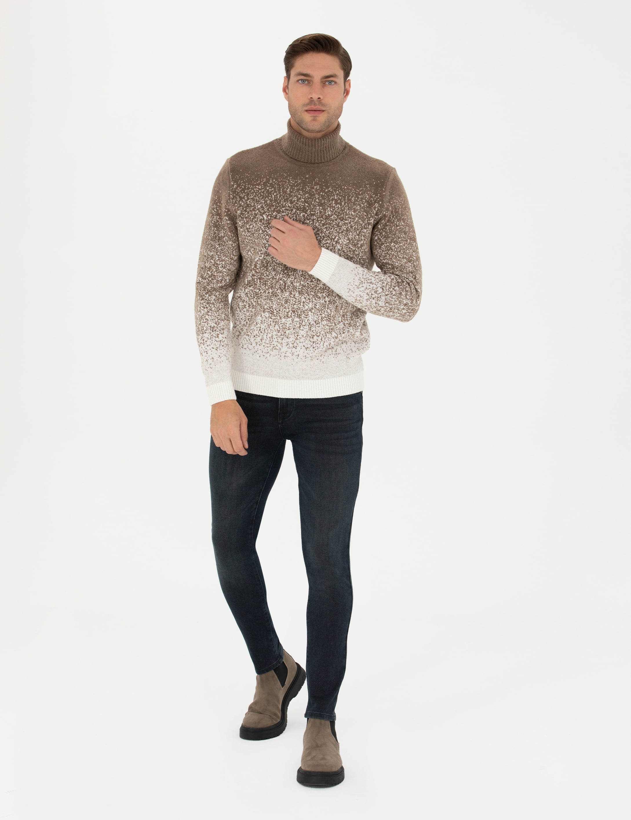 Vizon Slim Fit Balıkçı Yaka Yün Karışımlı Triko Kazak