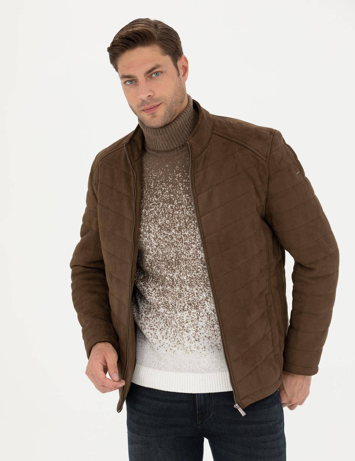 Haki Suni Deri Ceket - 50280257015