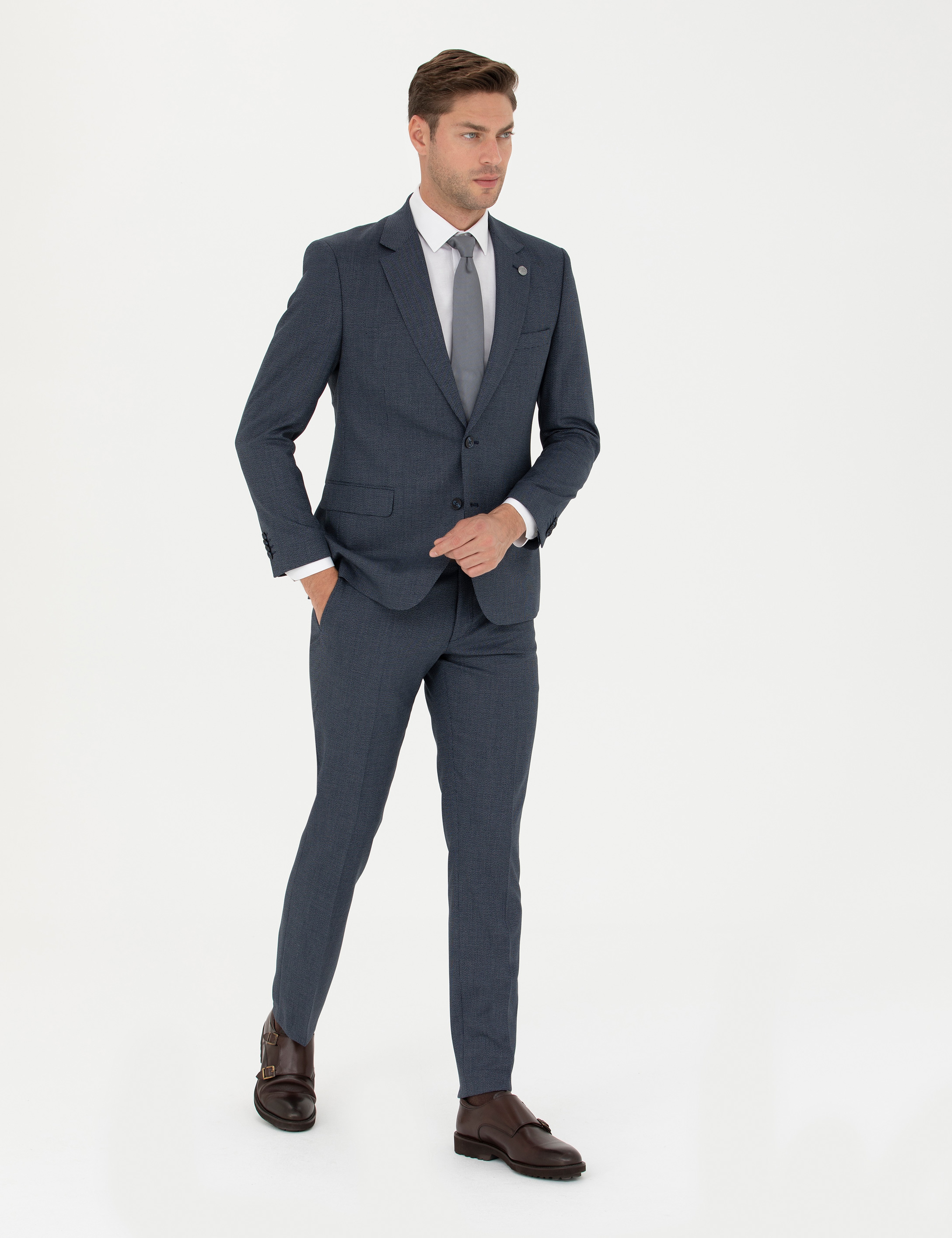 Lacivert Slim Fit Takım Elbise - Image 4