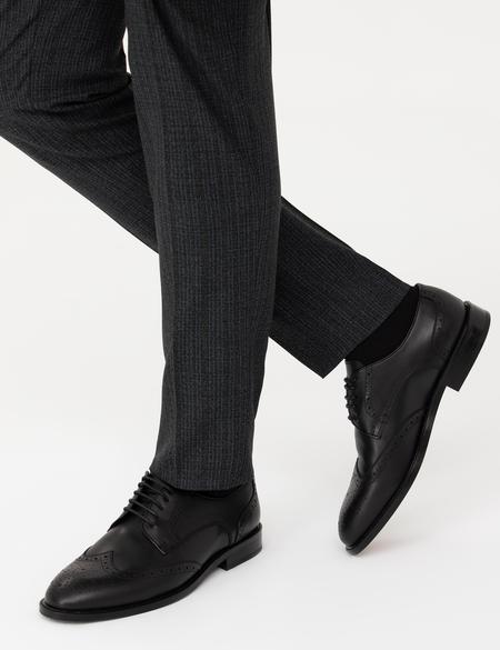 Siyah %100 Deri Klasik Ayakkabı - 50278963014