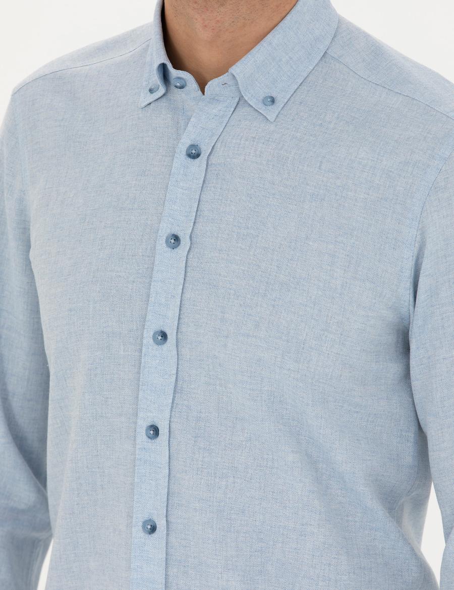 Açık Mavi Slim Fit Uzun Kollu Gömlek