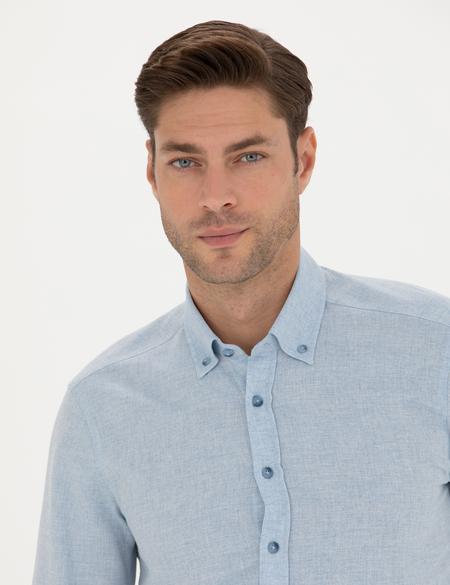 Açık Mavi Slim Fit Uzun Kollu Gömlek - 50280214006