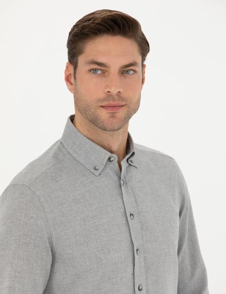 Gri Slim Fit Uzun Kollu Gömlek - 50280157010