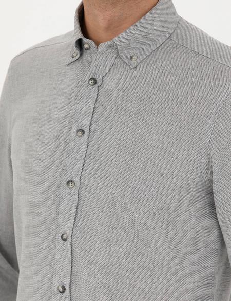 Gri Slim Fit Uzun Kollu Gömlek - 50280157010