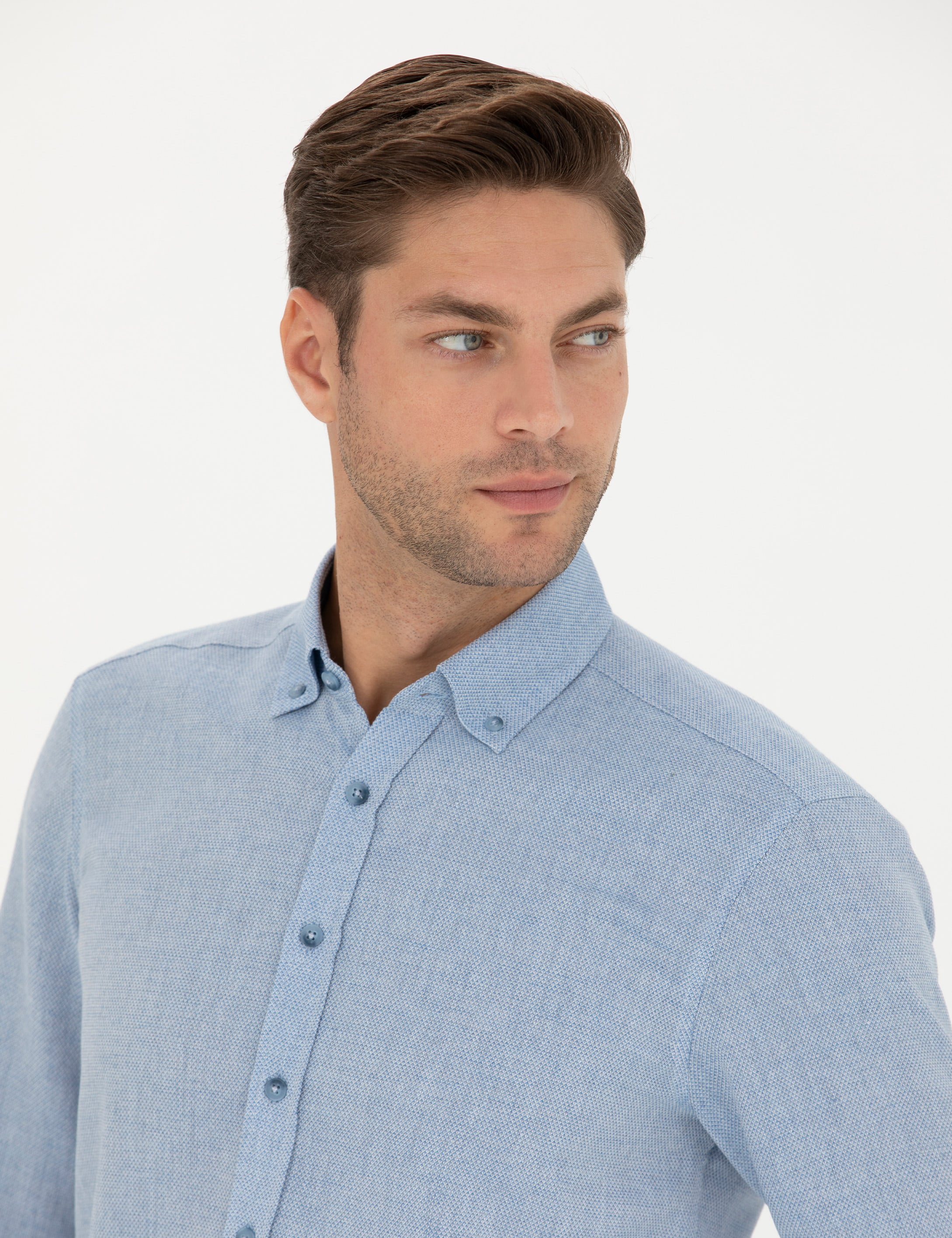 Mavi Slim Fit Uzun Kollu Gömlek