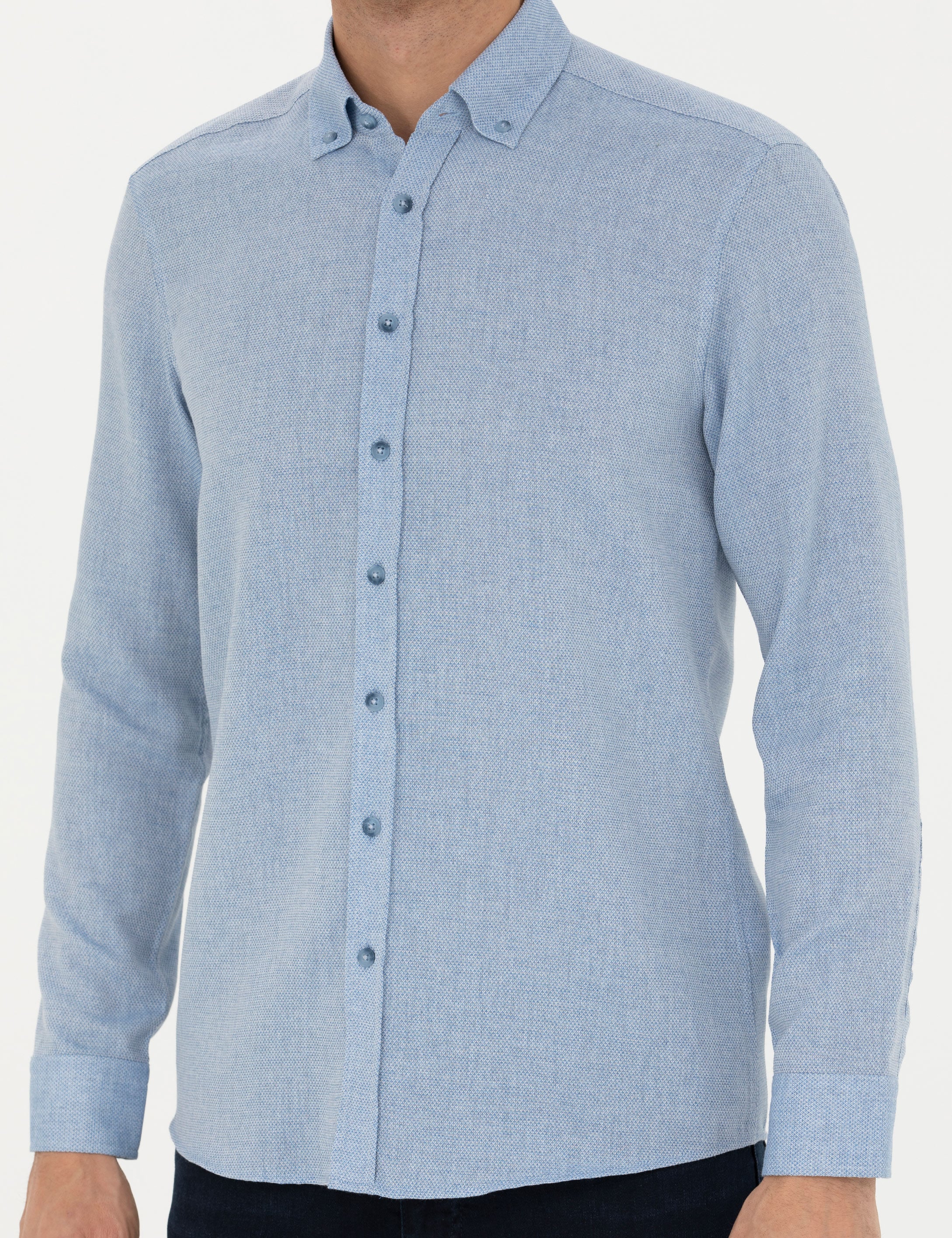 Mavi Slim Fit Uzun Kollu Gömlek