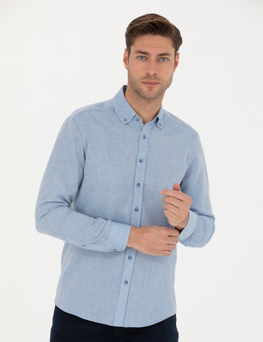 Mavi Slim Fit Uzun Kollu Gömlek