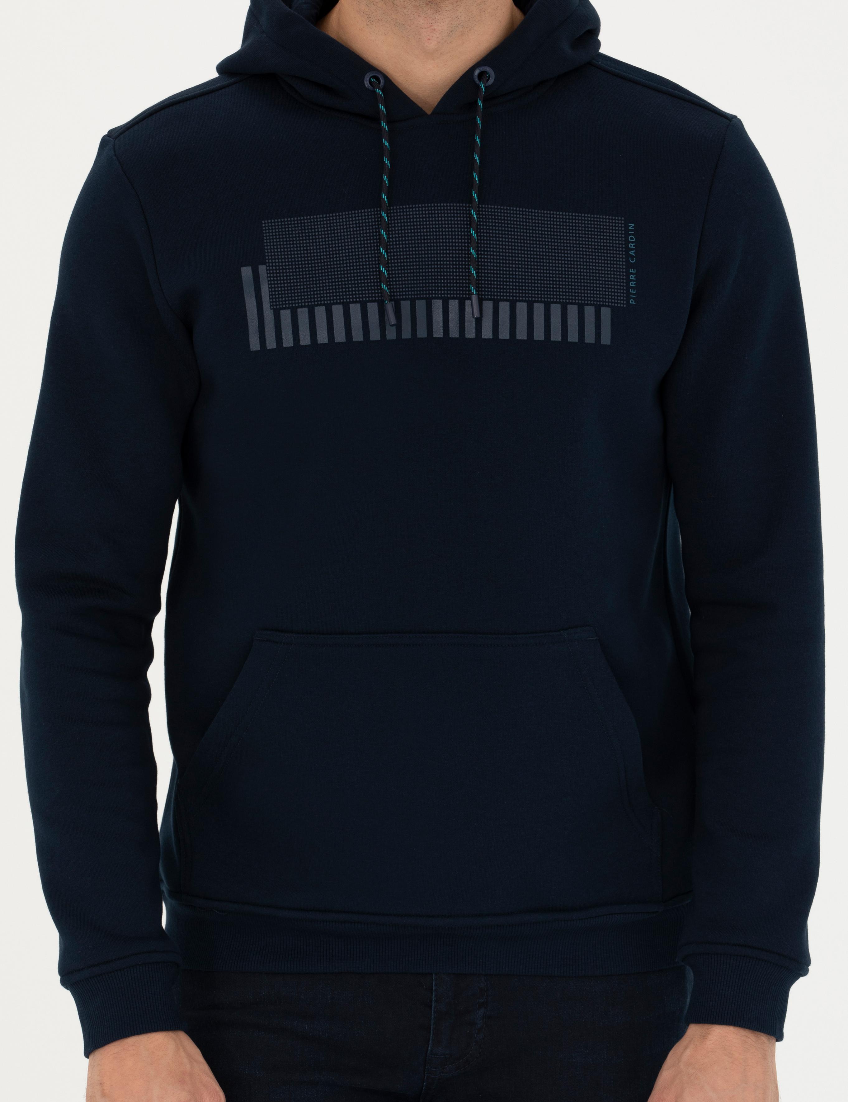 Lacivert Regular Fit Kapüşonlu Sweatshirt