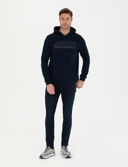 Lacivert Regular Fit Kapüşonlu Sweatshirt - 50273929033