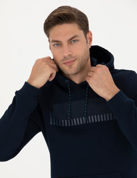 Lacivert Regular Fit Kapüşonlu Sweatshirt - 50273929033