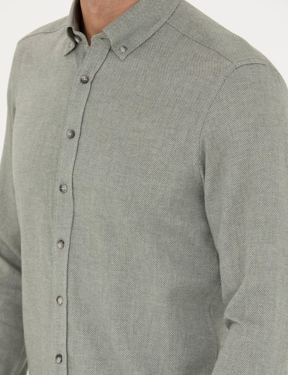 Yeşil Slim Fit Uzun Kollu Gömlek - 50280157037