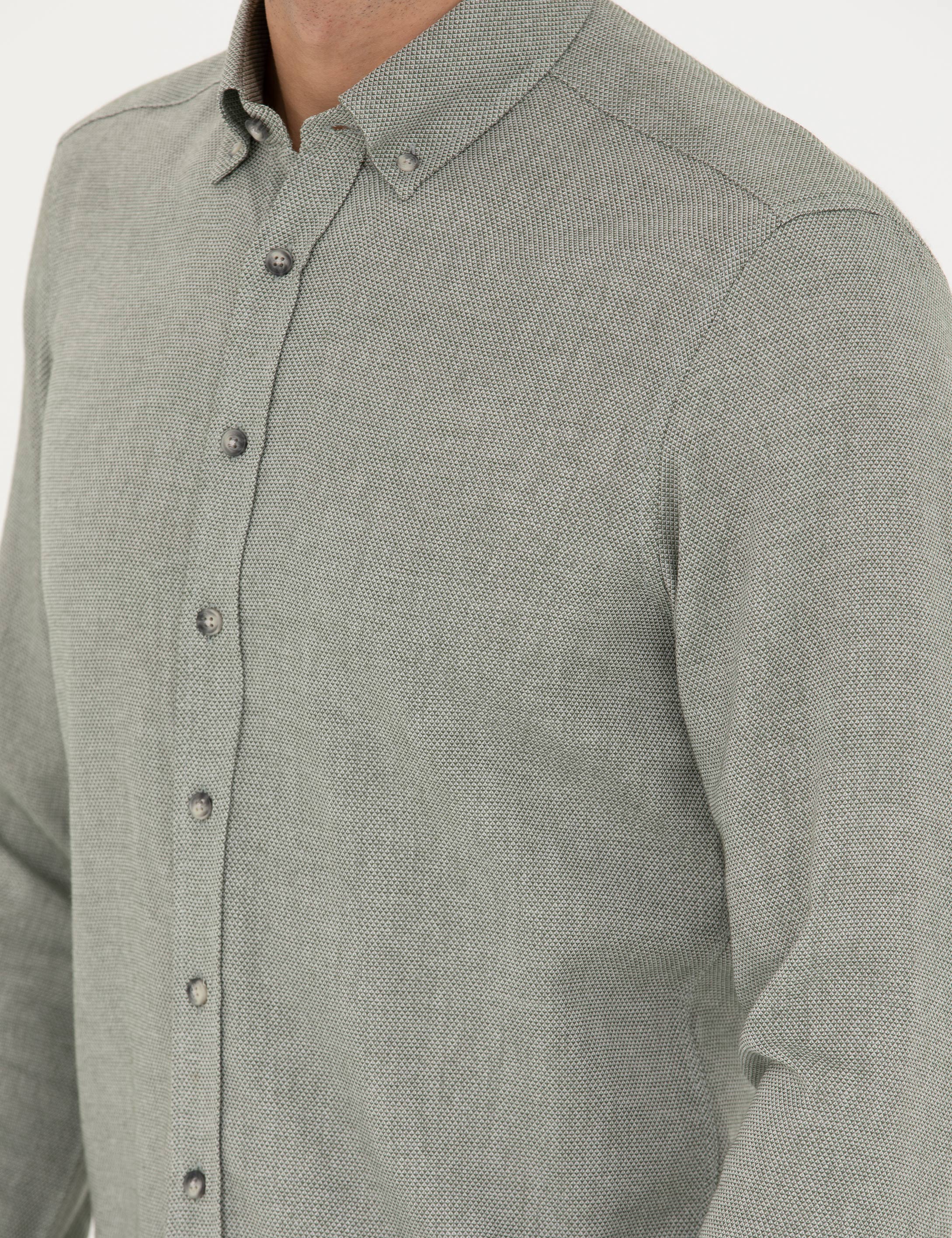 Yeşil Slim Fit Uzun Kollu Gömlek - Image 7