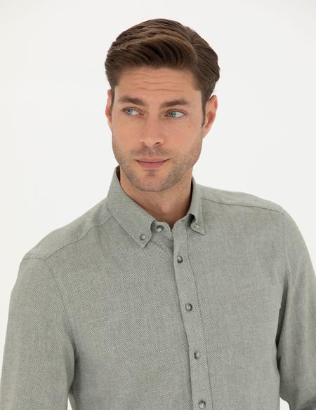Yeşil Slim Fit Uzun Kollu Gömlek - 50280157037