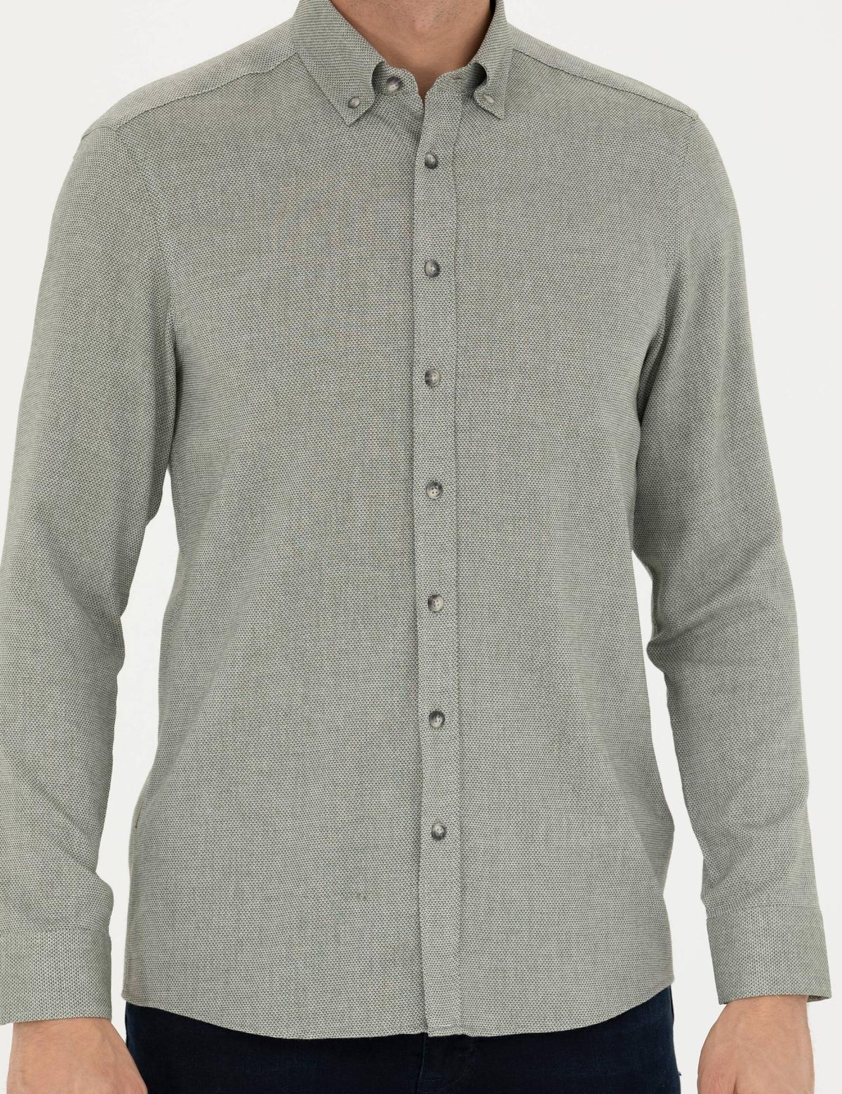 Yeşil Slim Fit Uzun Kollu Gömlek - 50280157037