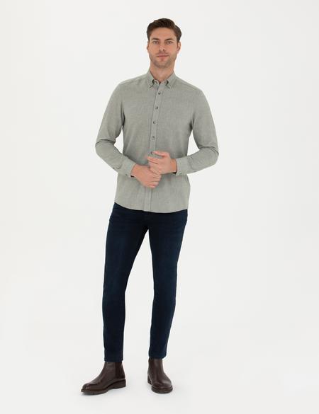 Yeşil Slim Fit Uzun Kollu Gömlek - 50280157037