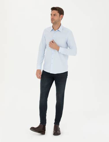 Mavi Slim Fit Uzun Kollu Gömlek