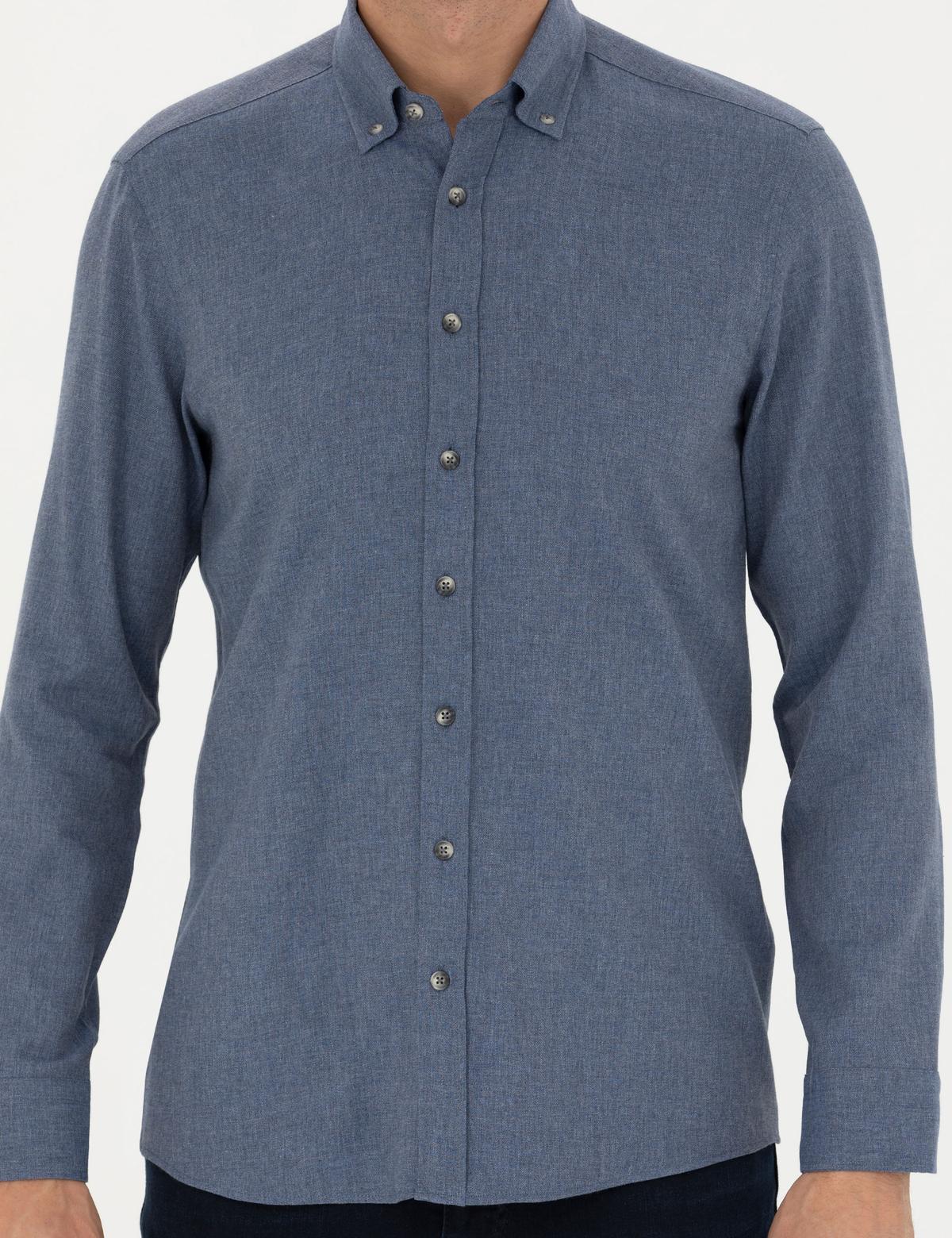 Koyu Mavi Slim Fit Uzun Kollu Gömlek - 50280214052