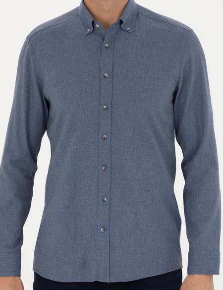 Koyu Mavi Slim Fit Uzun Kollu Gömlek - 50280214052