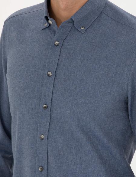 Koyu Mavi Slim Fit Uzun Kollu Gömlek - 50280214052