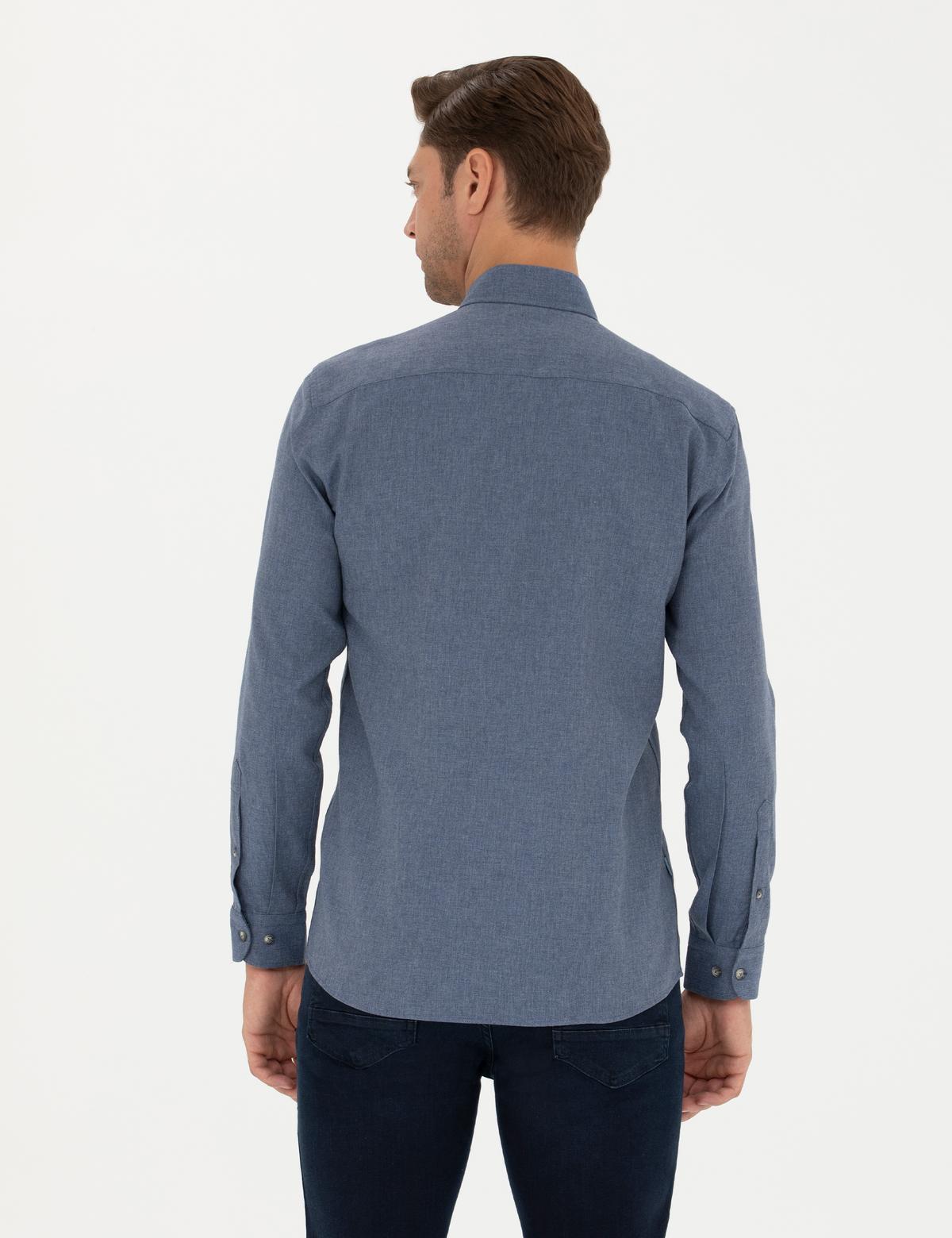 Koyu Mavi Slim Fit Uzun Kollu Gömlek - 50280214052