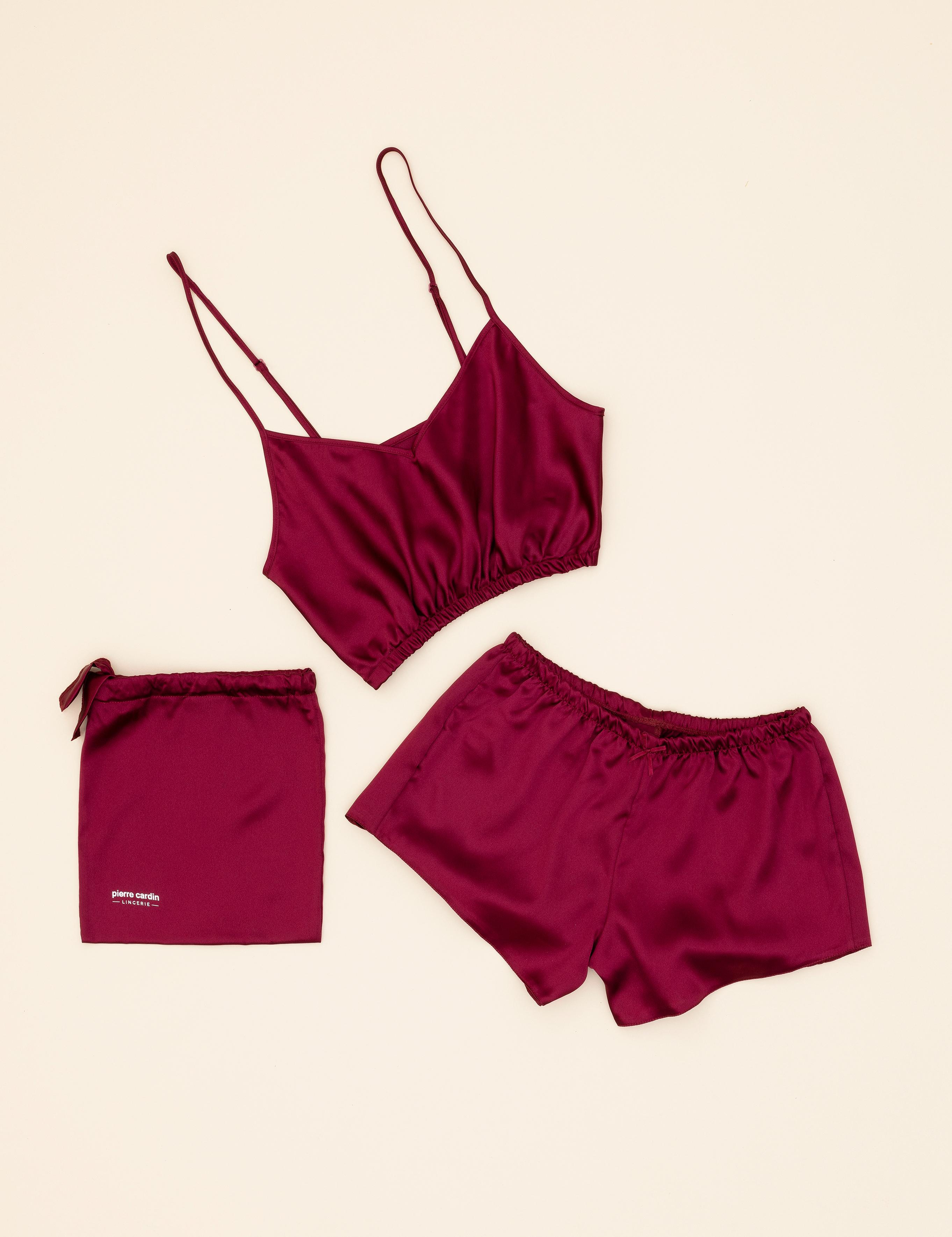 Bordo Şortlu Pijama Takım