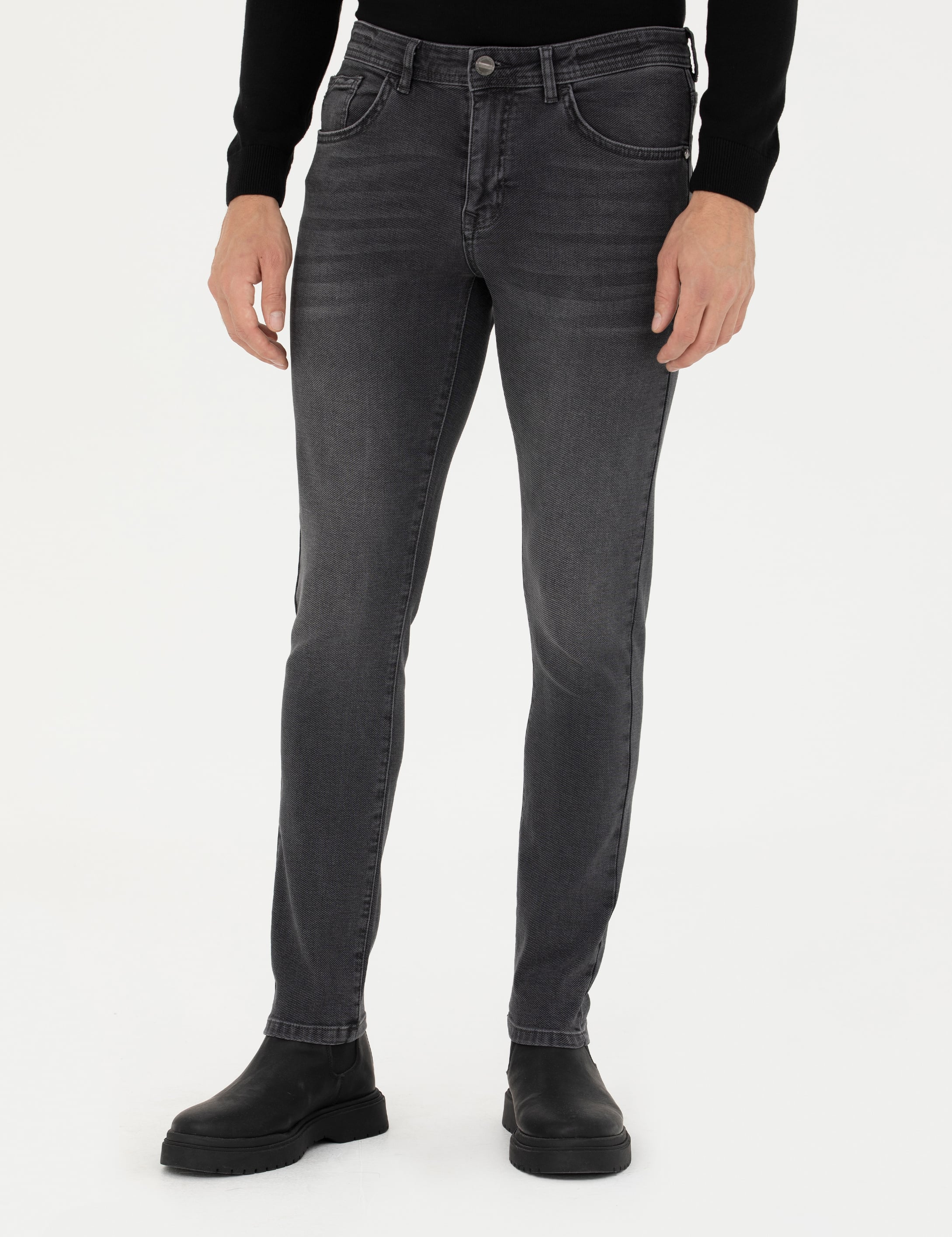 Antrasit Slim Fit Jean Pantolon - Image 2