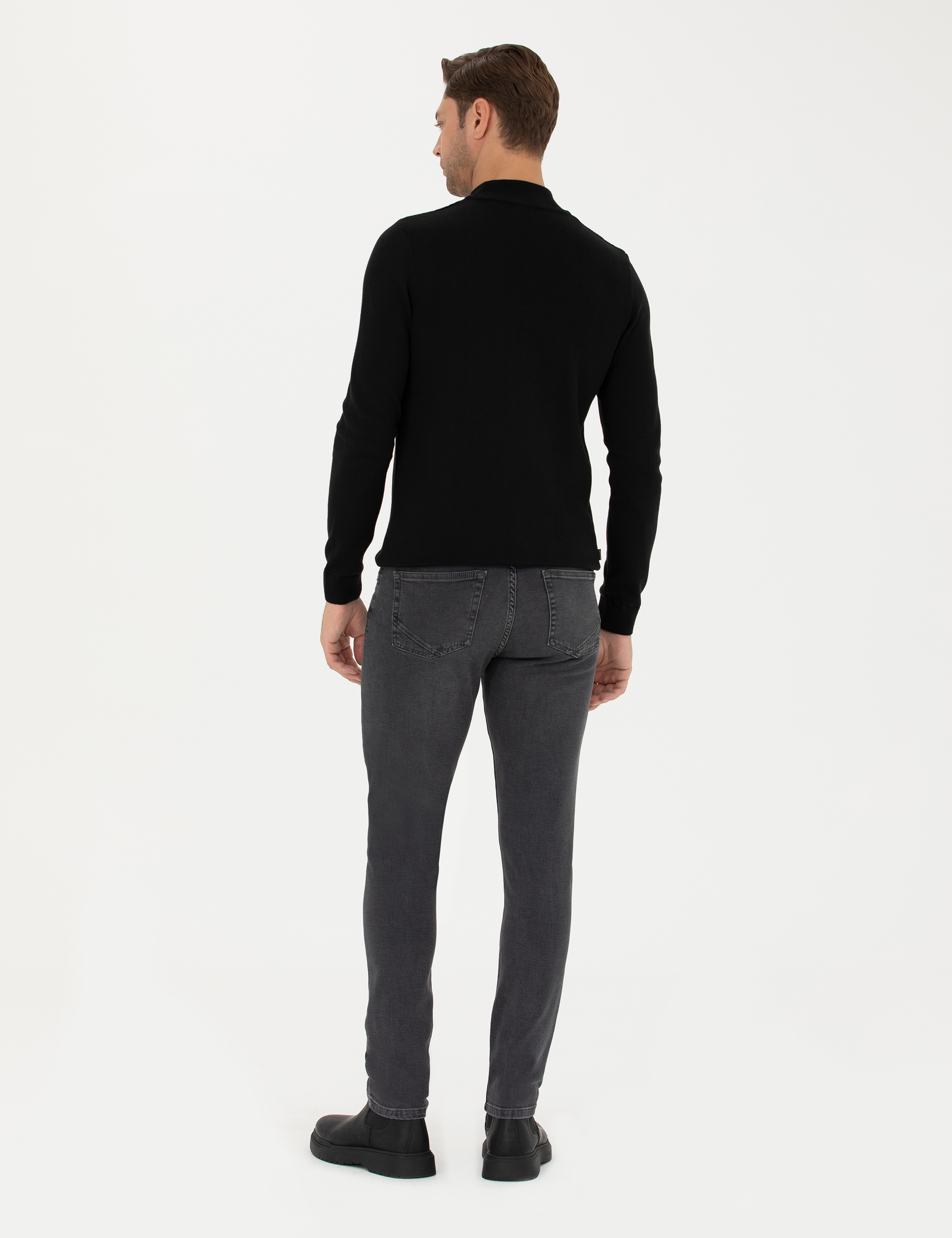 Antrasit Slim Fit Jean Pantolon - Image 4